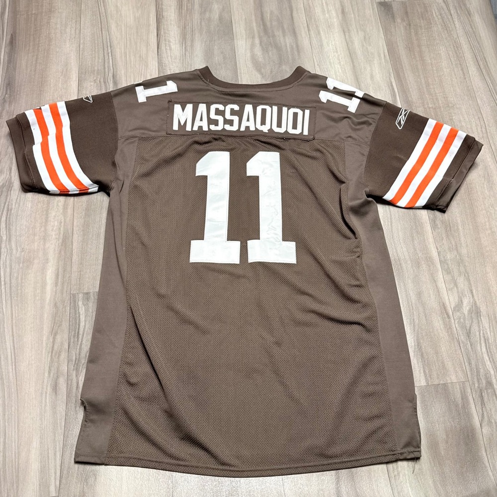 Reebok NFL Onfield Cleveland Browns Mohamed Massaquoi 11 Jersey Mens 54 Brown